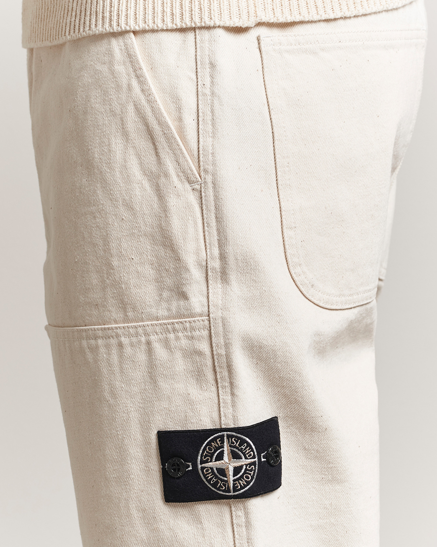 Heren | Broeken | Stone Island | RAW Washed Cotton Gabardine Trousers Ivory