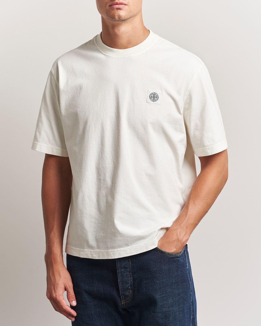 Heren | T-shirts | Stone Island | Combed Organic Cotton T-Shirt Ivory