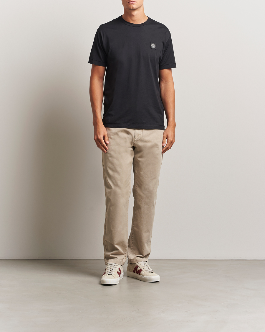 Heren | T-shirts | Stone Island | Garment Dyed Cotton Jersey T-Shirt Black