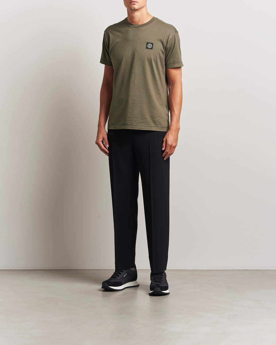 Heren | T-shirts | Stone Island | Garment Dyed Cotton Jersey T-Shirt Military Green