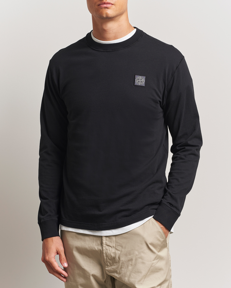 Heren | T-shirts | Stone Island | Long Sleeve Garment Dyed Cotton Jersey T-Shirt Black