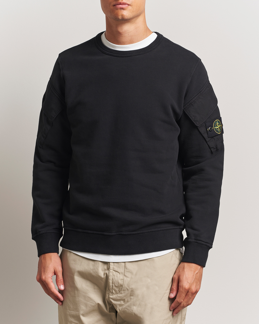 Heren | Truien | Stone Island | Organic Cotton Fleece Arm Pocket Sweatshirt Black