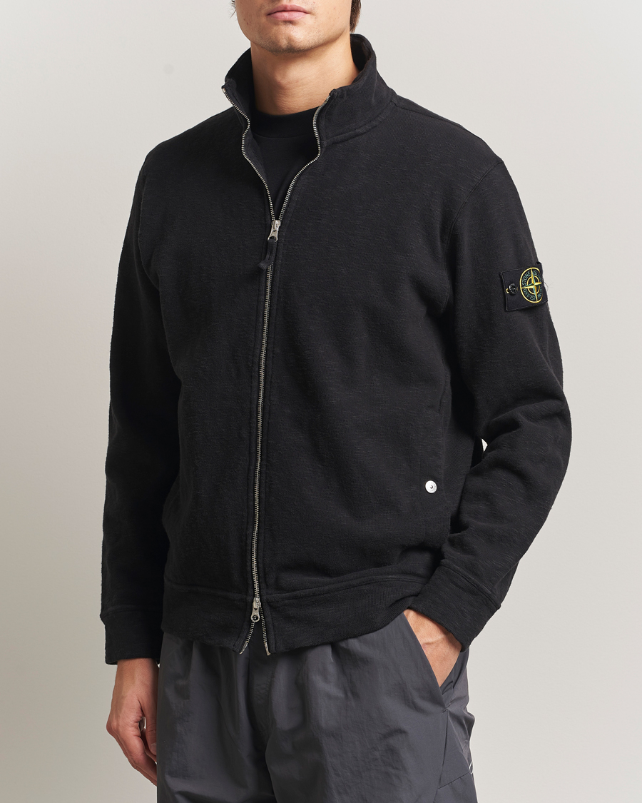Heren | Truien | Stone Island | Vanisé Brushed Heavy Cotton Full Zip Black