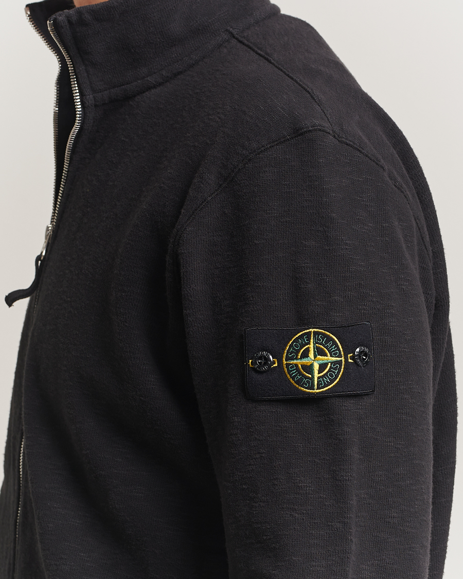 Heren | Truien | Stone Island | Vanisé Brushed Heavy Cotton Full Zip Black