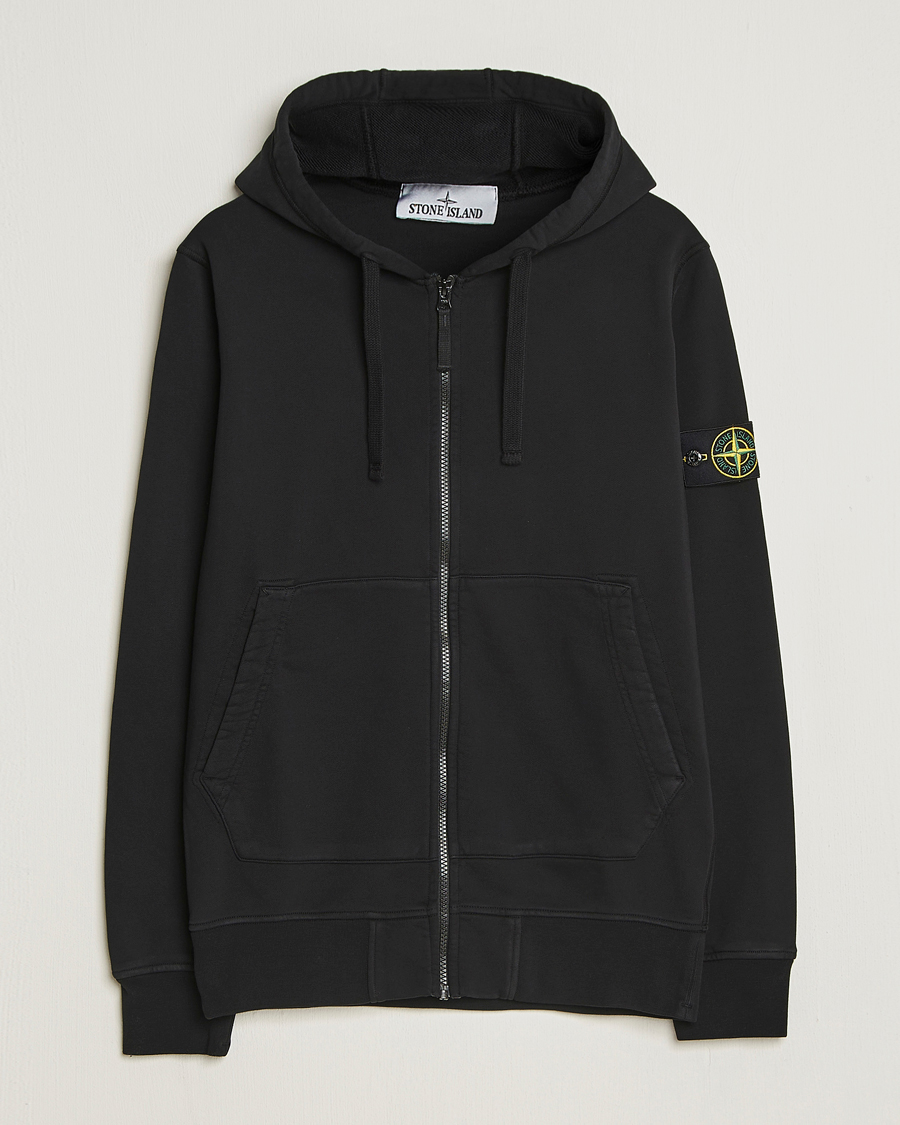 Heren | Truien | Stone Island | Garment Dyed Fleece Full-Zip Hood Black