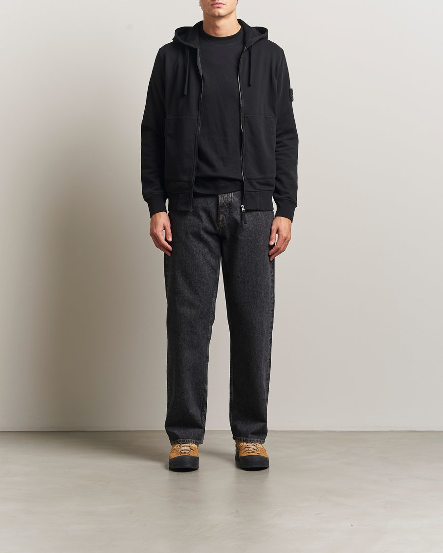 Heren | Truien | Stone Island | Garment Dyed Fleece Full-Zip Hood Black