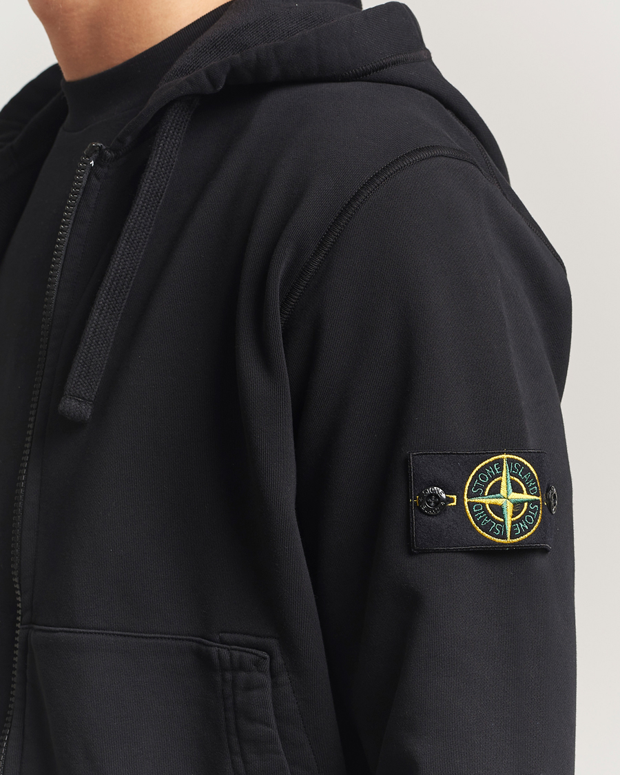 Heren | Truien | Stone Island | Garment Dyed Fleece Full-Zip Hood Black