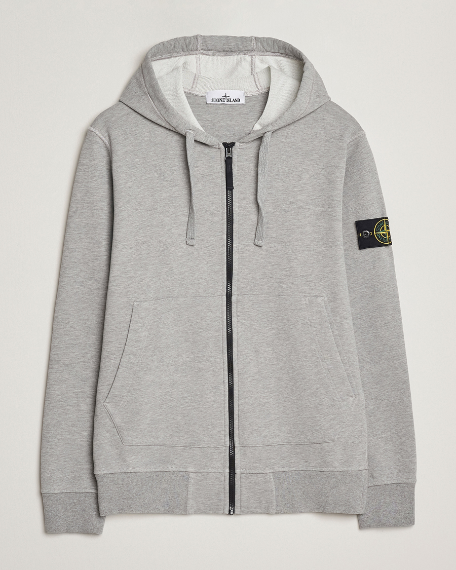 Heren | Truien | Stone Island | Garment Dyed Fleece Full-Zip Hood Grey Melange