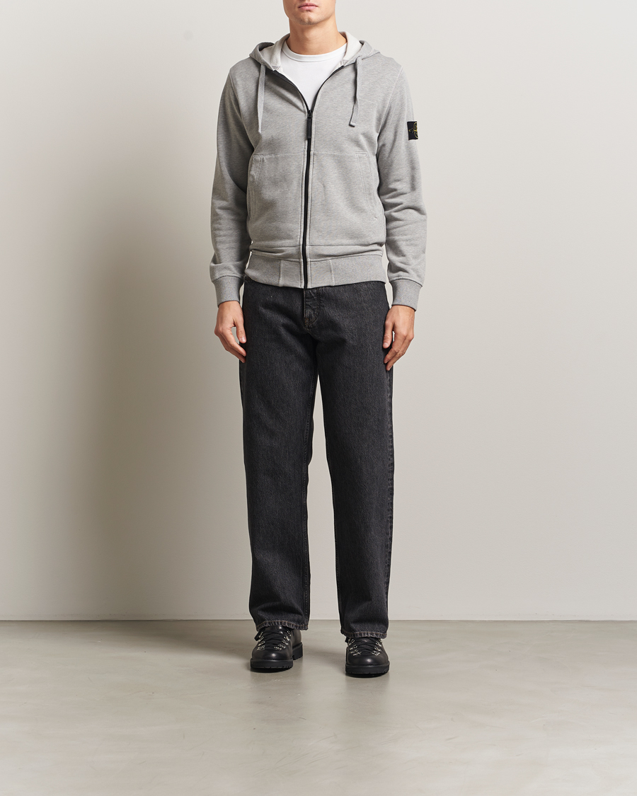 Heren | Truien | Stone Island | Garment Dyed Fleece Full-Zip Hood Grey Melange