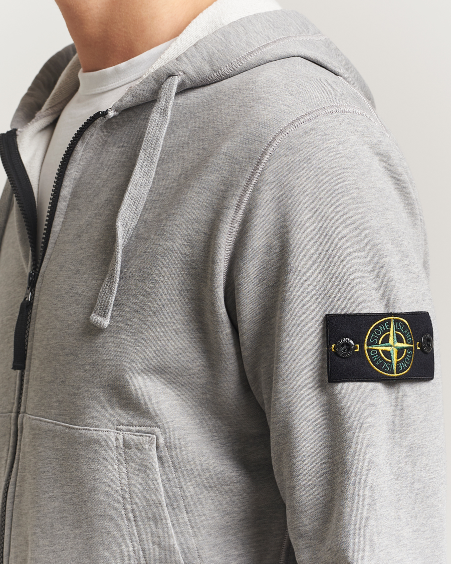 Heren | Truien | Stone Island | Garment Dyed Fleece Full-Zip Hood Grey Melange
