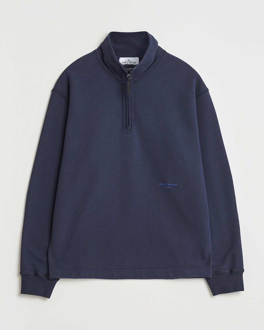Heren | Truien | Stone Island | Marina Brushed Organic Cotton Half-Zip Navy