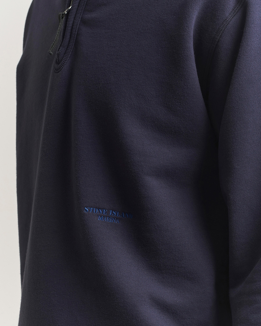 Heren | Truien | Stone Island | Marina Brushed Organic Cotton Half-Zip Navy