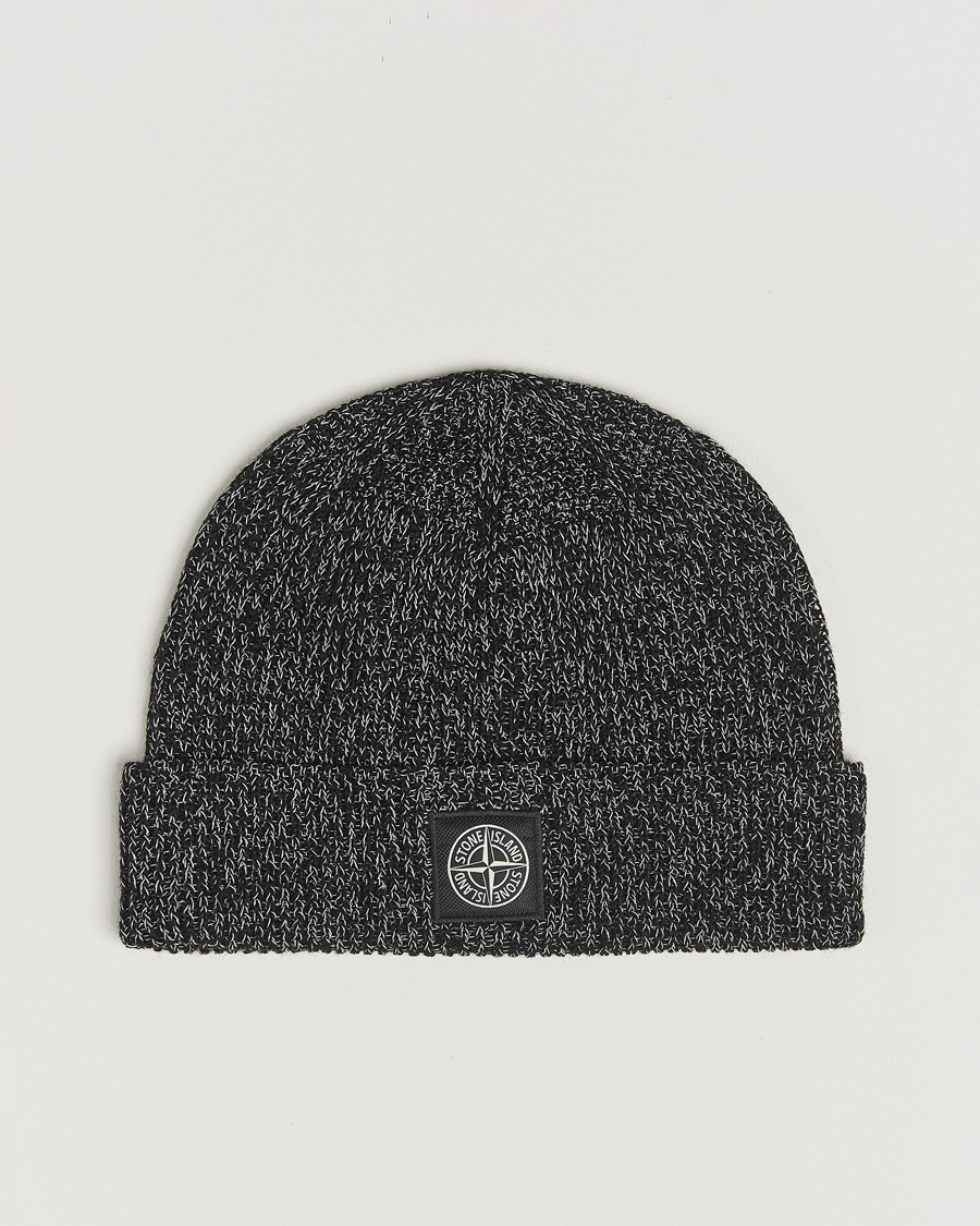 Heren | Mutsen | Stone Island | Reflective Cotton Knit Beanie Black Melange