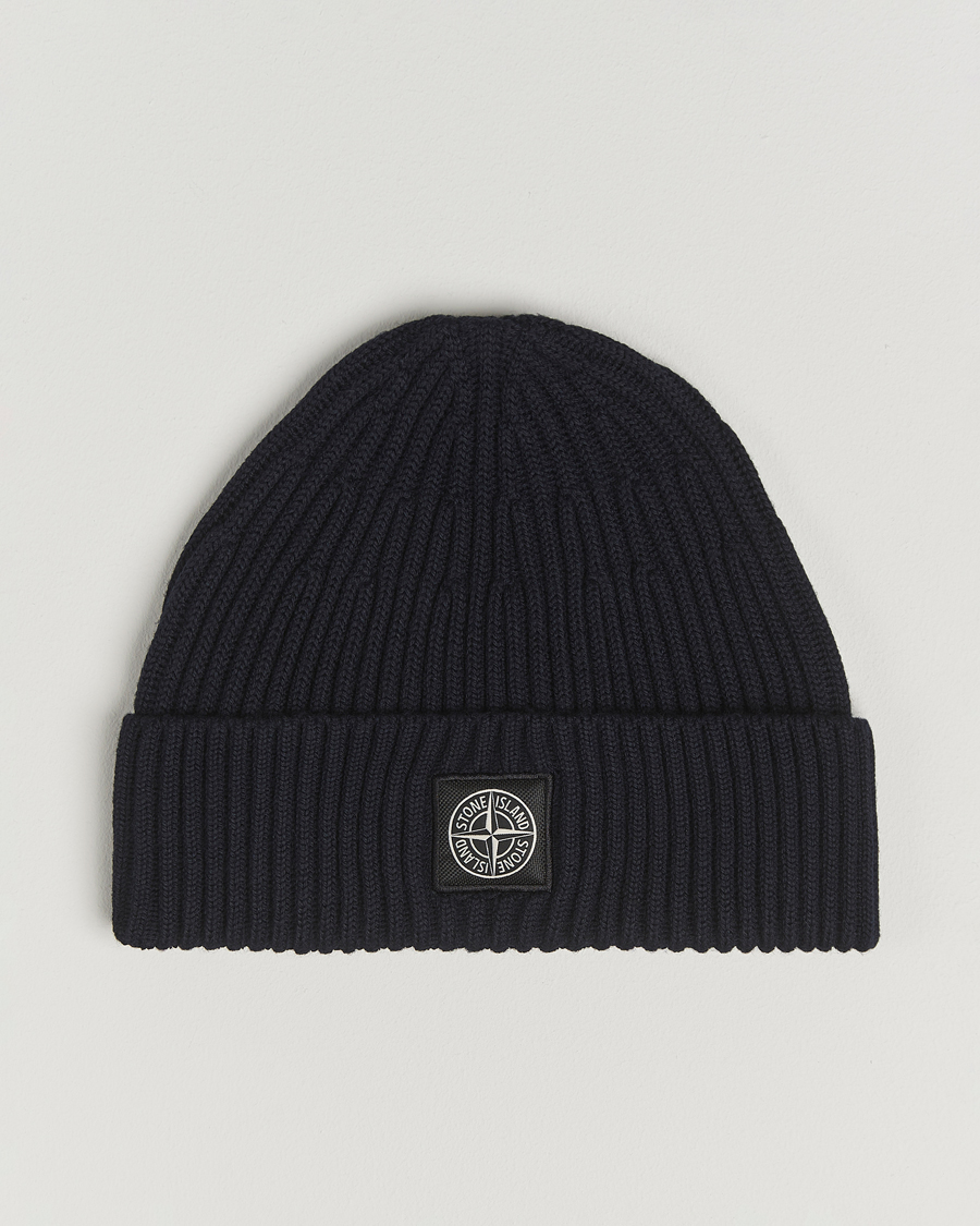 Heren | Stone Island Full Rib Wool Hat Navy Blue | Stone Island | Full Rib Wool Hat Navy Blue