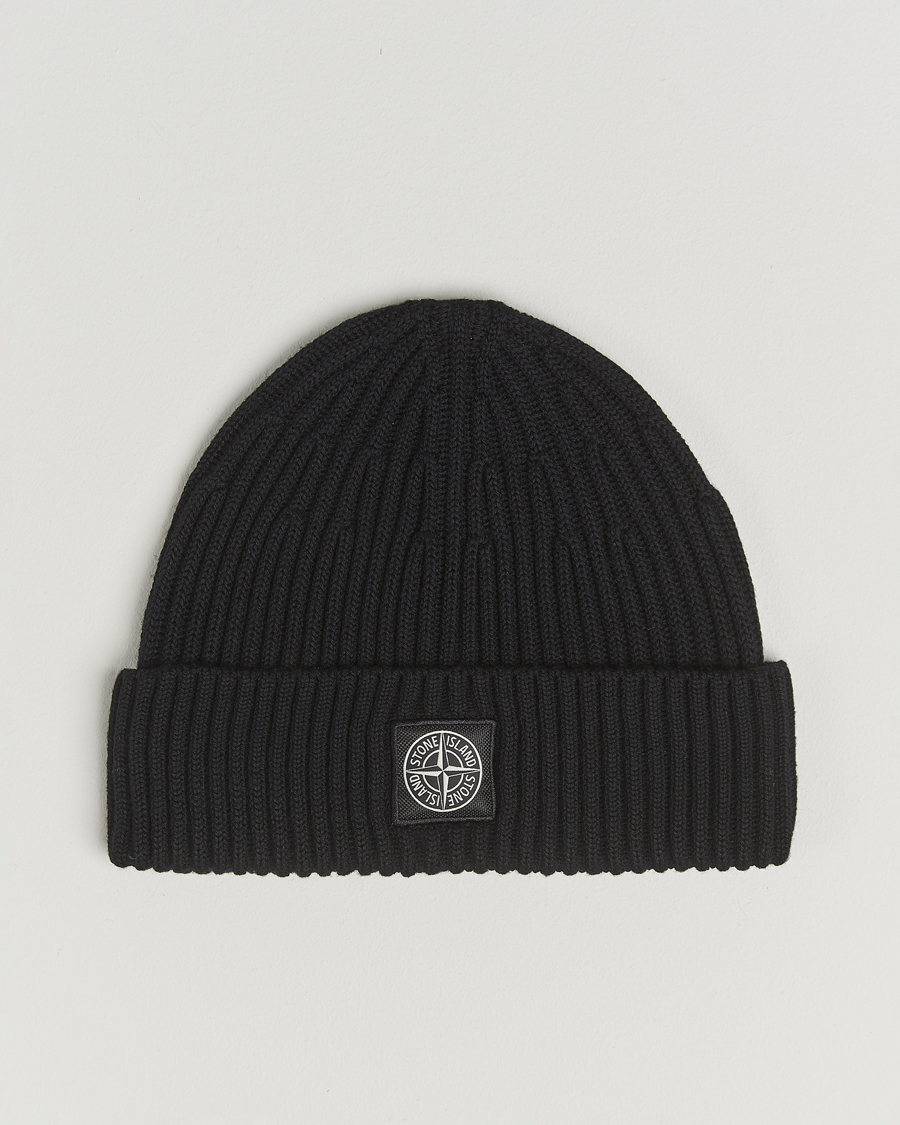Heren | Mutsen | Stone Island | Full Rib Wool Beanie Black