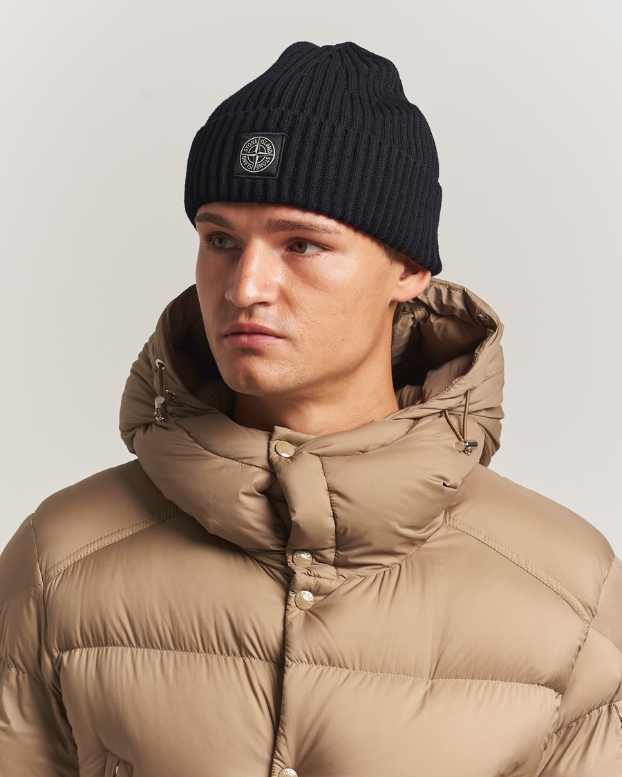Heren | Mutsen | Stone Island | Full Rib Wool Beanie Black