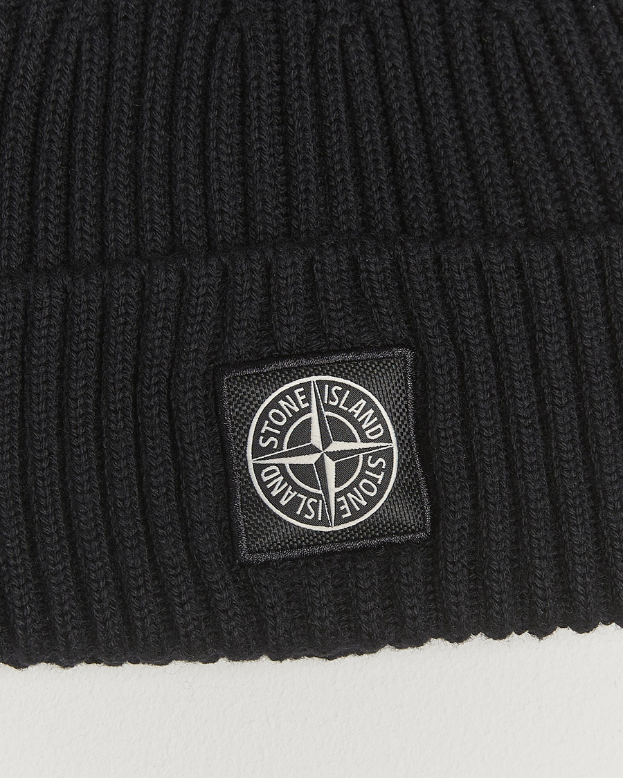 Heren | Mutsen | Stone Island | Full Rib Wool Beanie Black