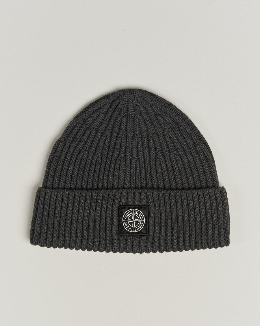 Heren | Stone Island Full Rib Wool Beanie Lead Grey | Stone Island | Full Rib Wool Beanie Lead Grey