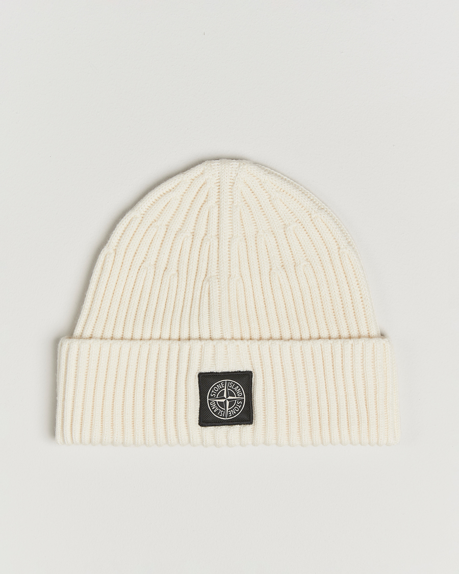Heren | Stone Island Full Rib Wool Beanie Ivory | Stone Island | Full Rib Wool Beanie Ivory