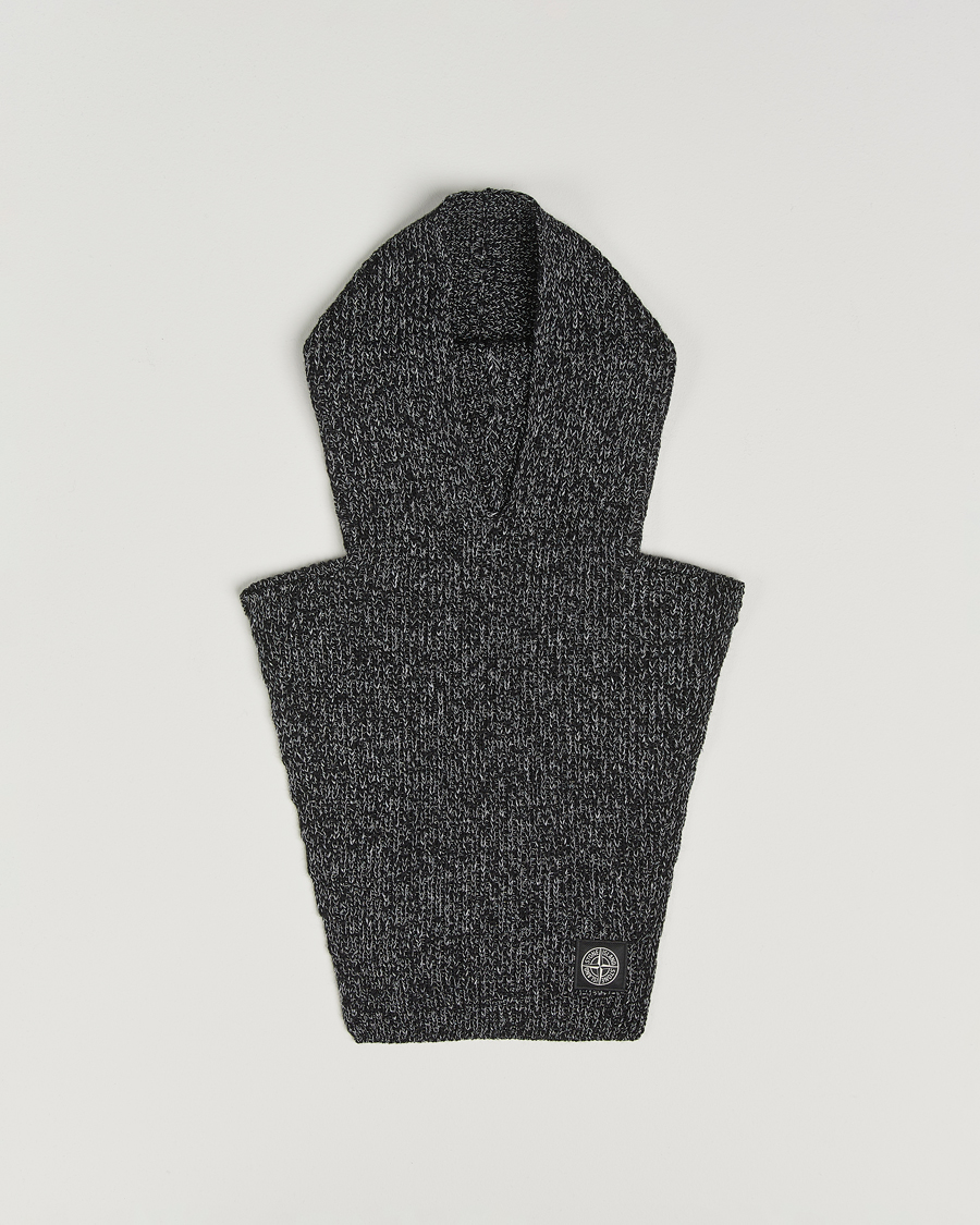 Heren | Stone Island Reflective Cotton Knit Balaclava Black Melange | Stone Island | Reflective Cotton Knit Balaclava Black Melange