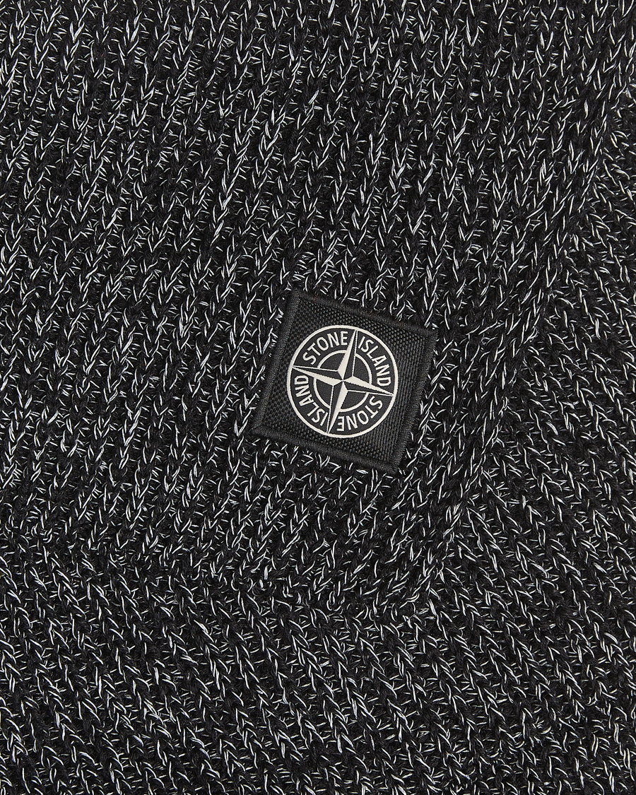 Heren | Stone Island Reflective Cotton Knit Balaclava Black Melange | Stone Island | Reflective Cotton Knit Balaclava Black Melange