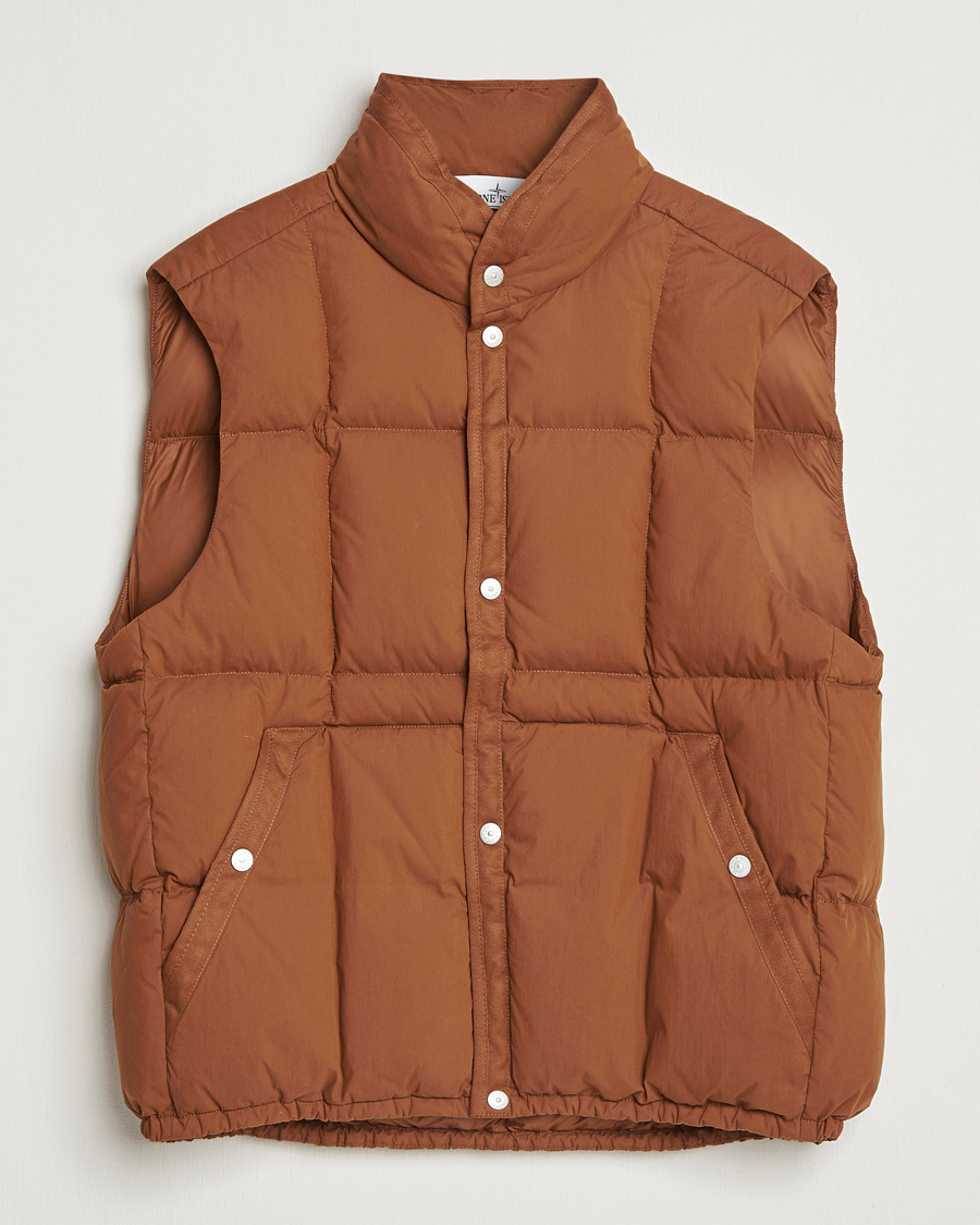 Heren | Gilets | Stone Island | Marina Cotton/Nylon Tela Down Vest Tobacco
