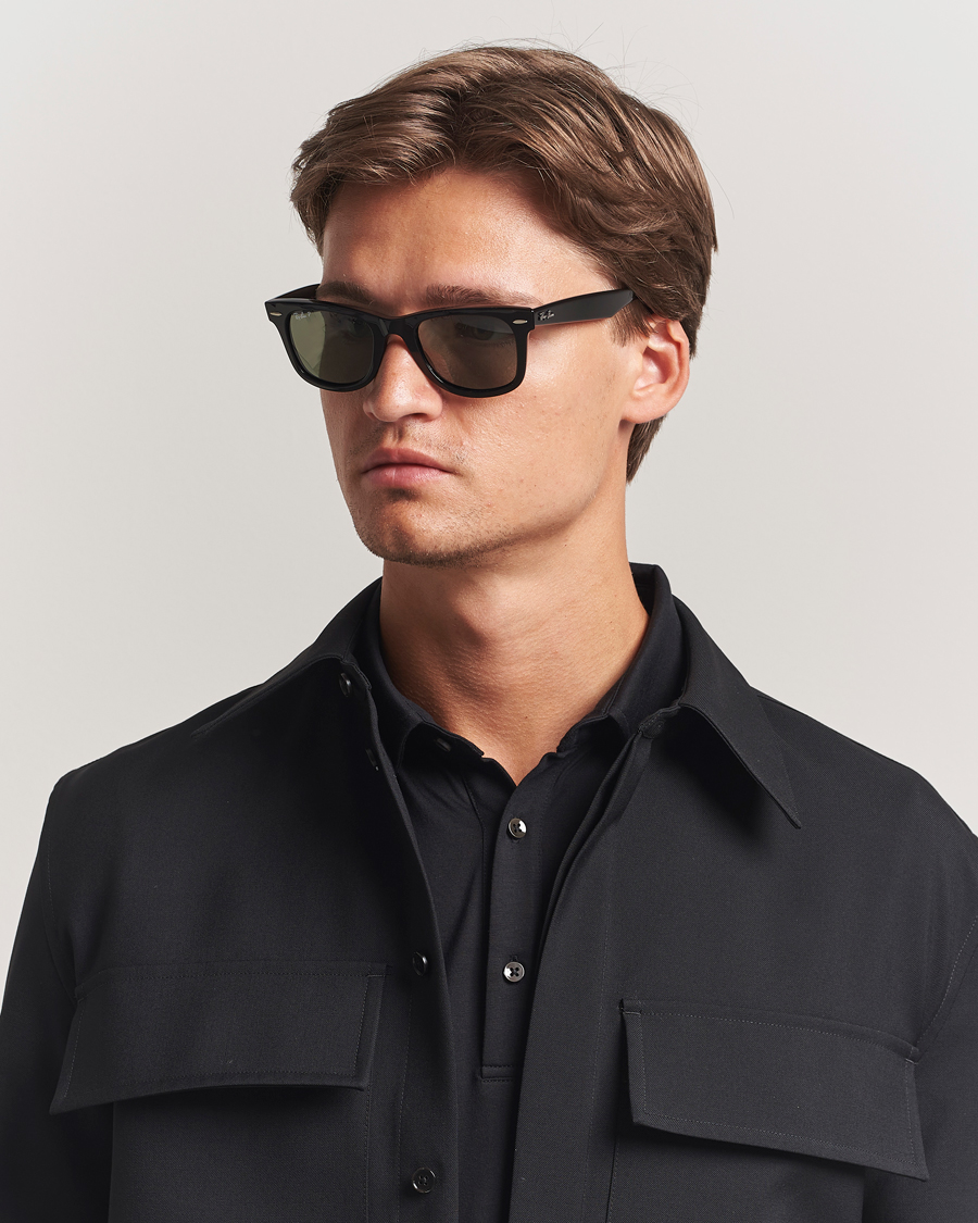 Heren | Zonnebrillen | Ray-Ban | Original Wayfarer Polarized Sunglasses Black/Green