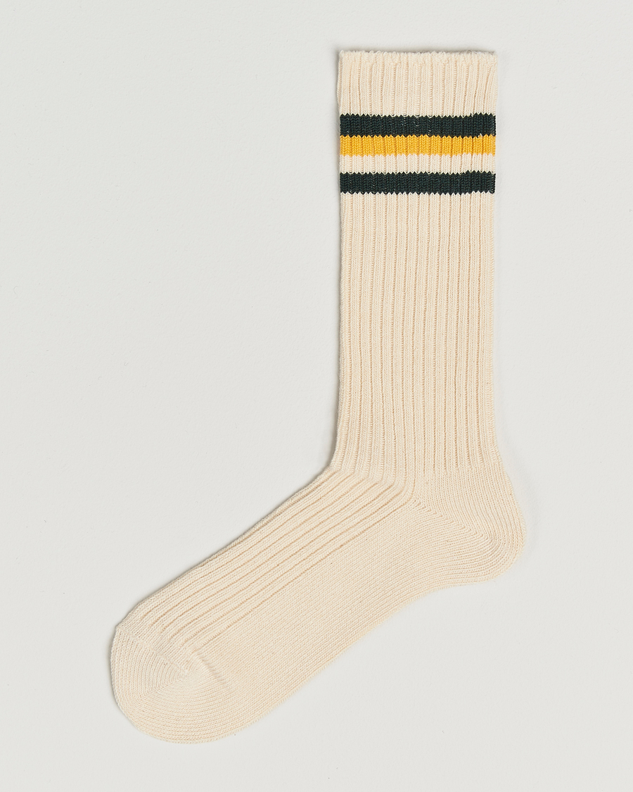 Heren | Ondergoed | Kamakura Shirts | Vintage Ivy Socks White/Yellow