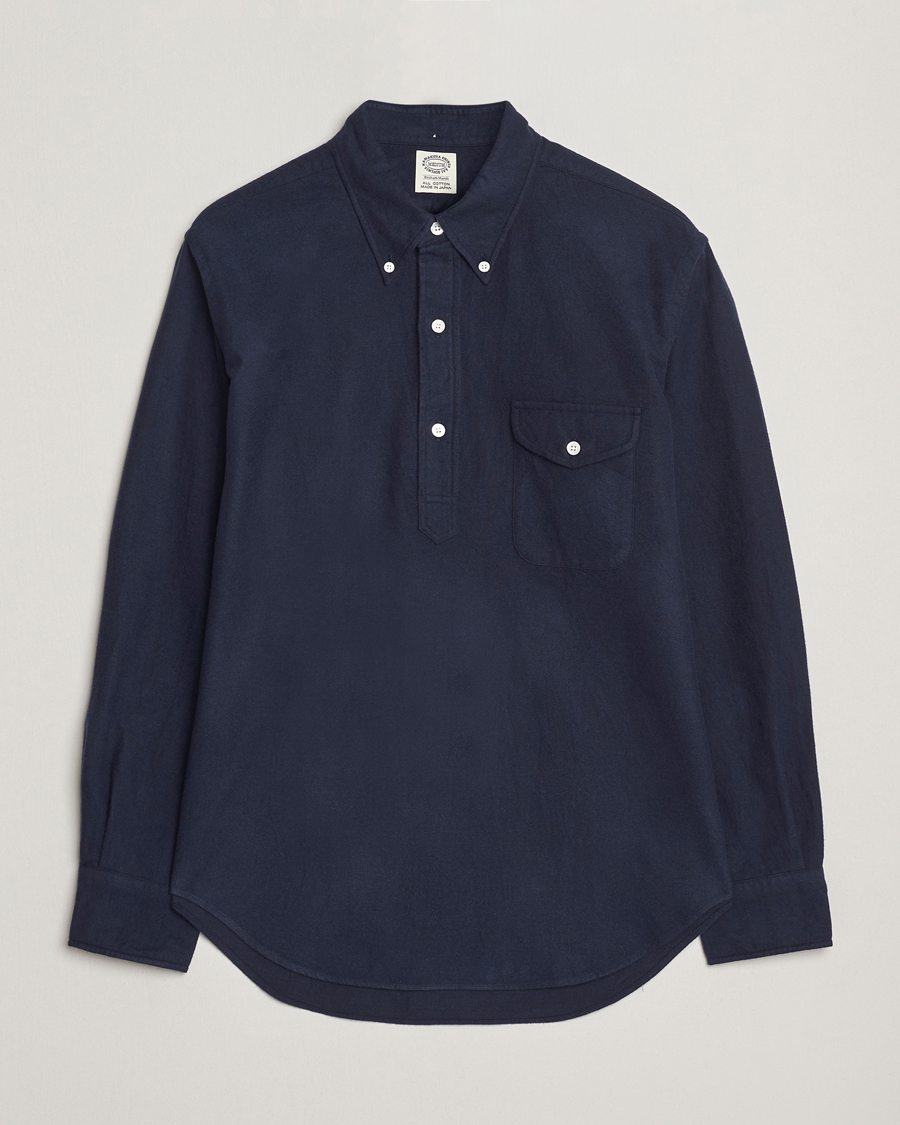Heren | Overhemden | Kamakura Shirts | Vintage Ivy Oxford Popover Shirt Navy