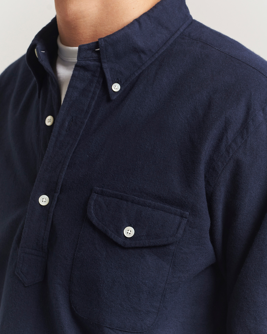 Heren | Overhemden | Kamakura Shirts | Vintage Ivy Oxford Popover Shirt Navy