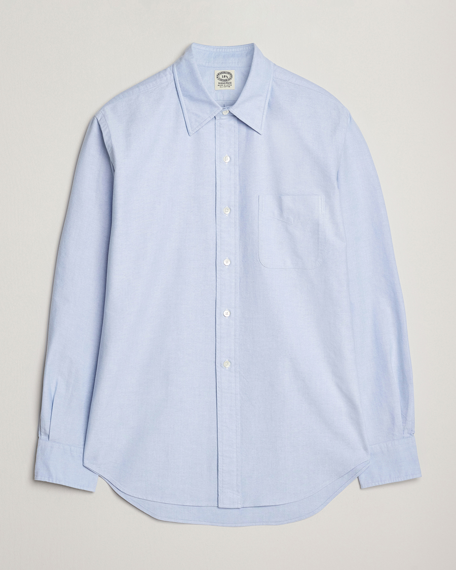 Heren | Overhemden | Kamakura Shirts | Vintagy Ivy Straight Collar Oxford Shirt Light Blue
