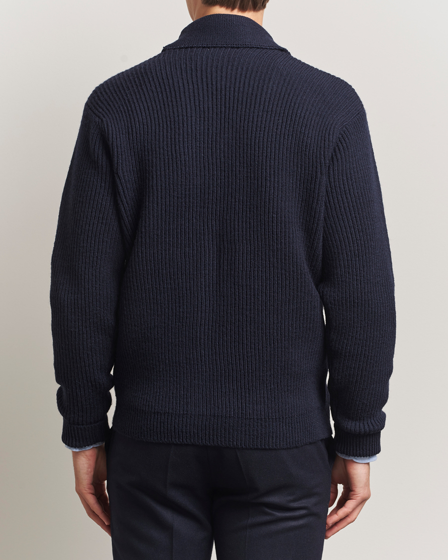 Heren | Truien | Kamakura Shirts | McQueen Shawl Collar Cardigan Navy