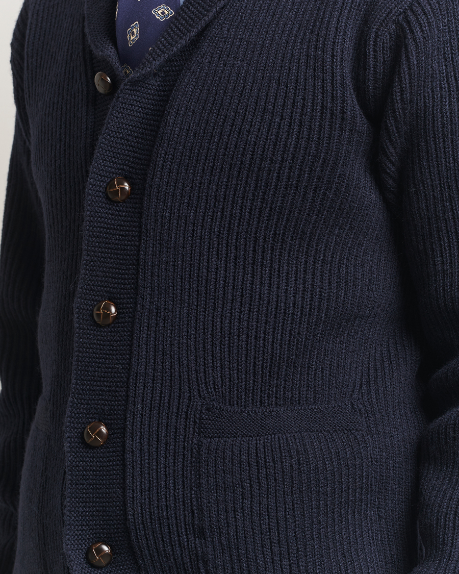 Heren | Truien | Kamakura Shirts | McQueen Shawl Collar Cardigan Navy