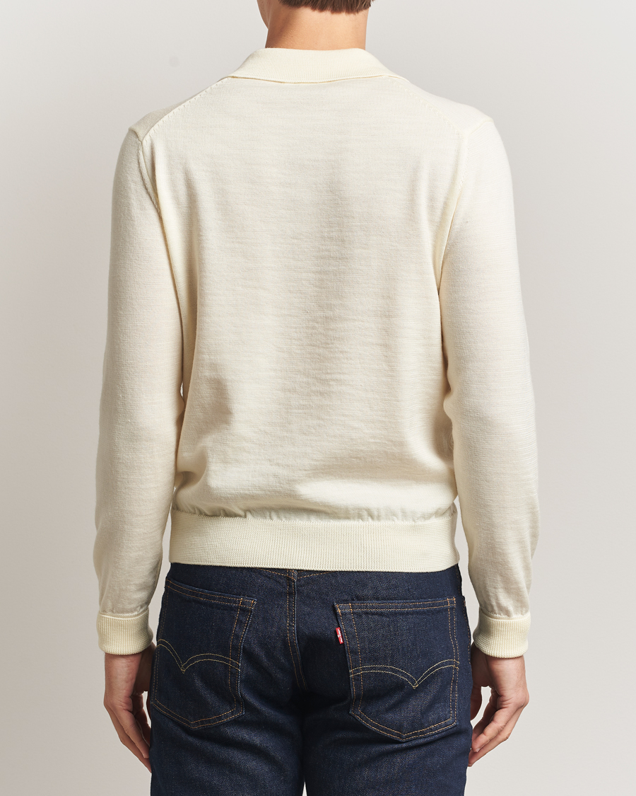 Heren | Truien | Kamakura Shirts | Long Sleeve Knitted Polo Off White