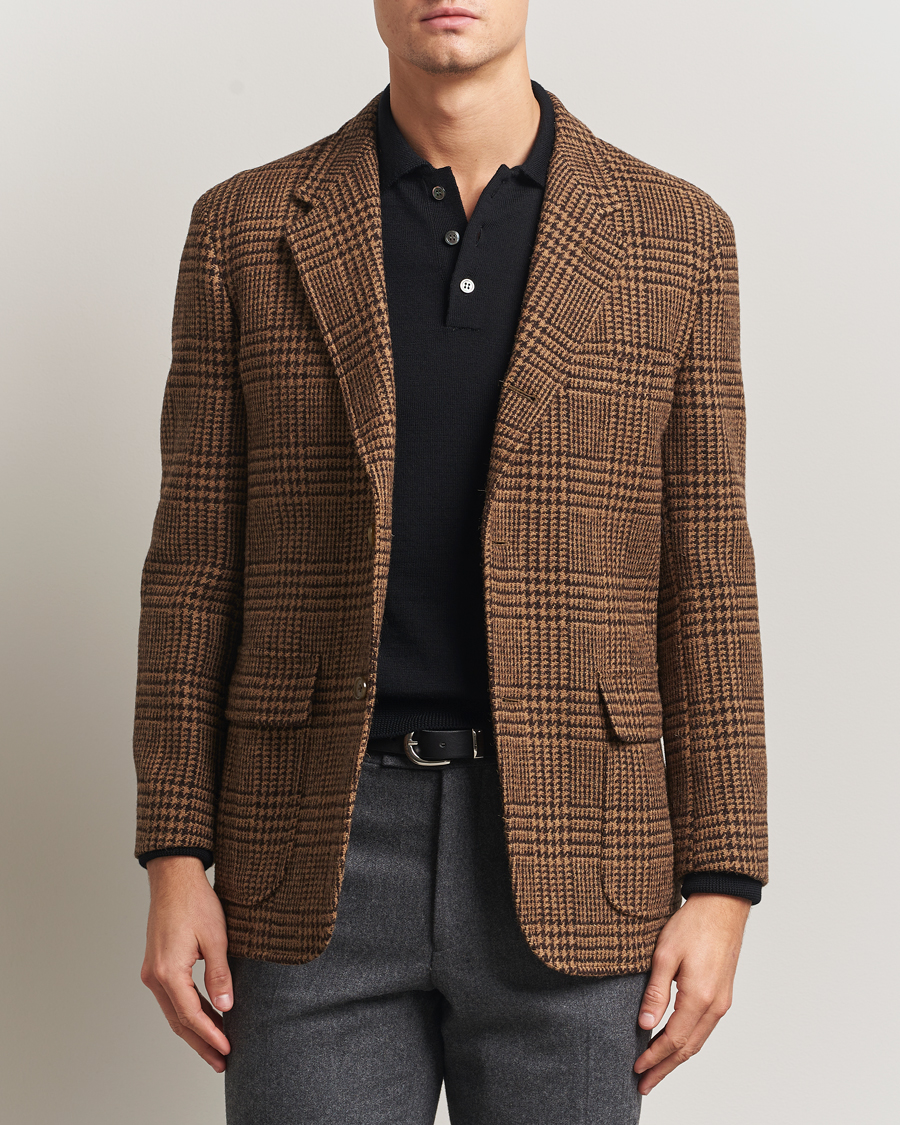 Heren | Blazers | Kamakura Shirts | Unconstructed Ivy Blazer Brown Glenplaid