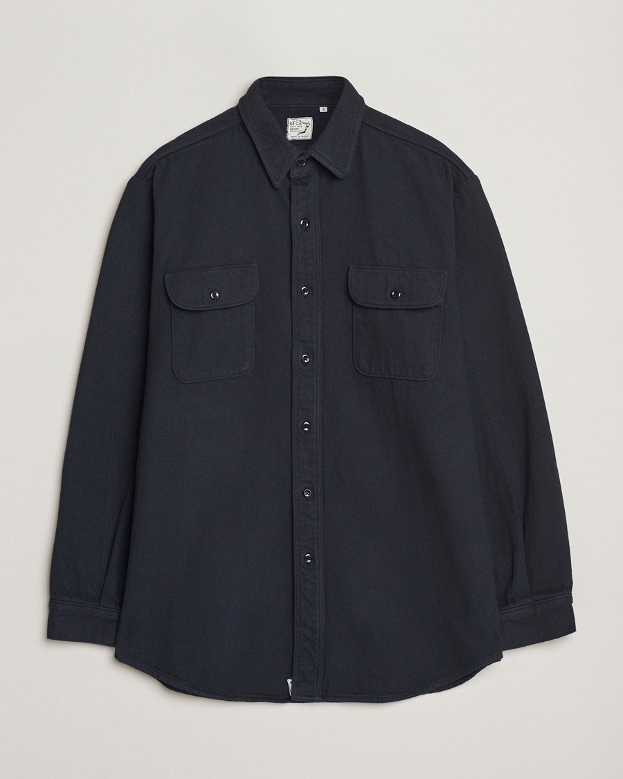 Heren | Overhemden | orSlow | Brushed Flannel Overshirt Navy