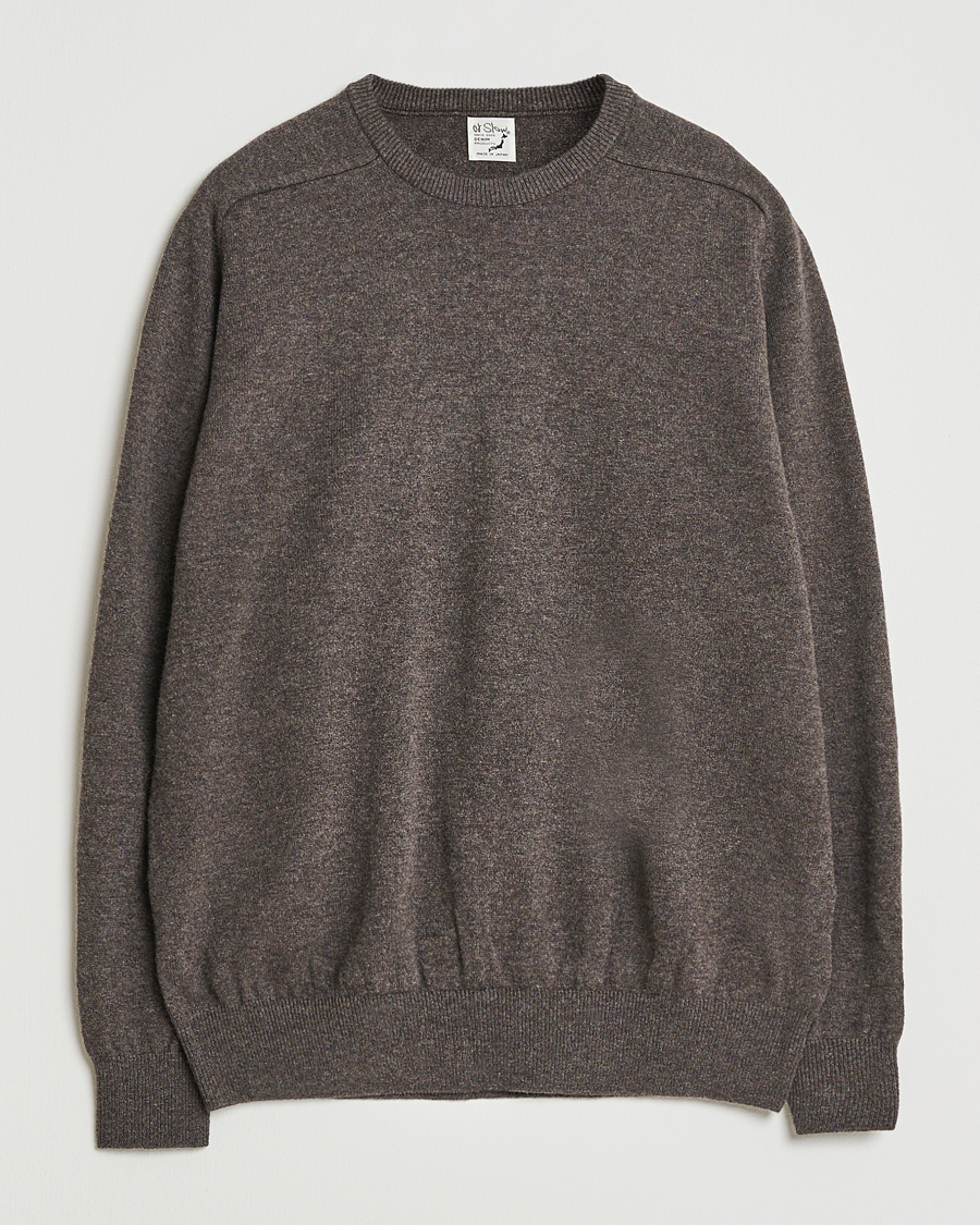 Heren | Truien | orSlow | Simple Crew Neck Sweater Brown