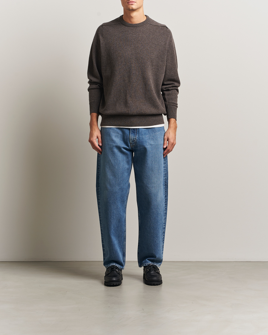 Heren | Truien | orSlow | Simple Crew Neck Sweater Brown