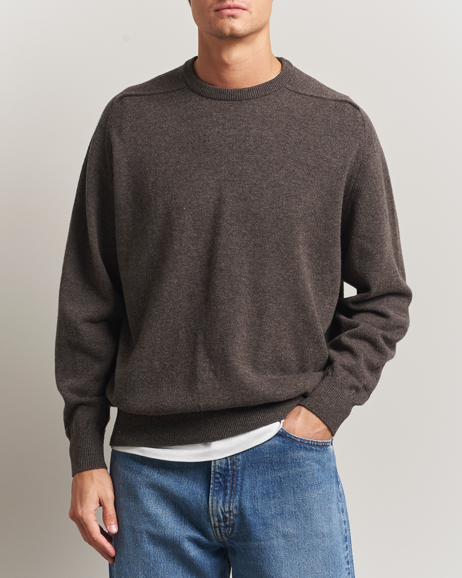 Heren | Truien | orSlow | Simple Crew Neck Sweater Brown