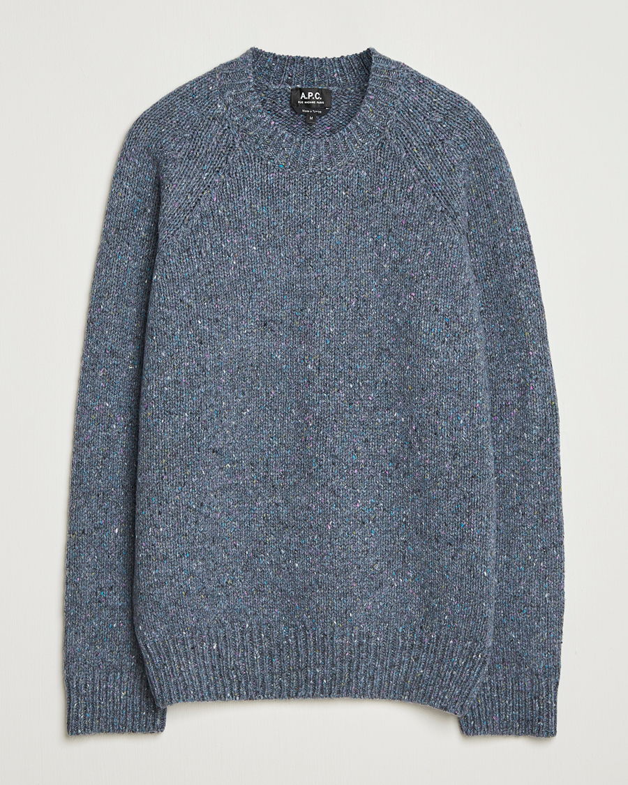Heren | Truien | A.P.C. | Harris Wool Knitted Sweater Blue Grey