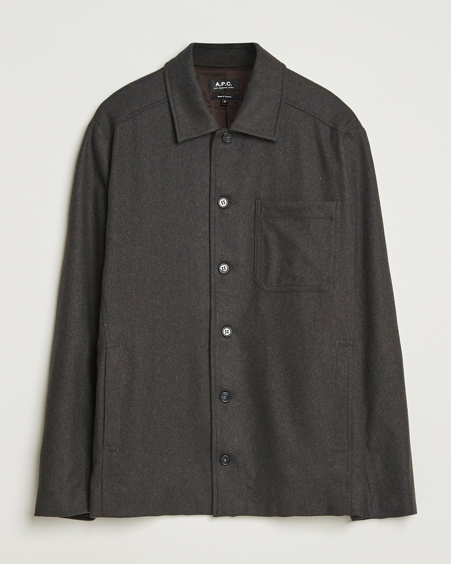 Heren | Jassen | A.P.C. | Jamie Wool Flannel Shirt Jacket Dark Brown