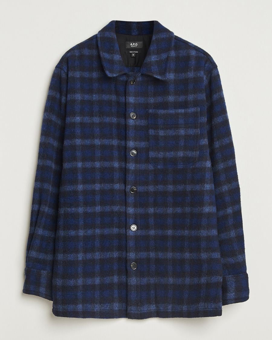 Heren | Jassen | A.P.C. | Stanley Wool Checked Shirt Jacket Dark Navy