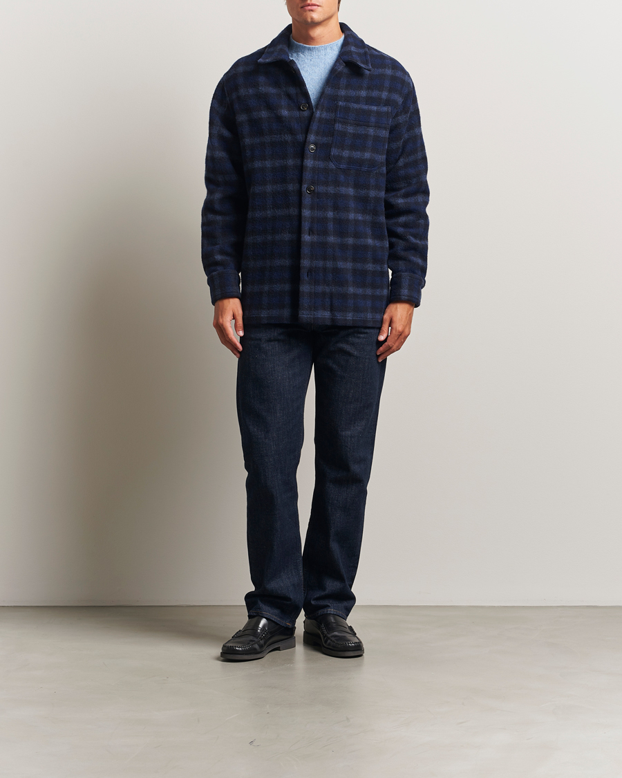 Heren | Jassen | A.P.C. | Stanley Wool Checked Shirt Jacket Dark Navy