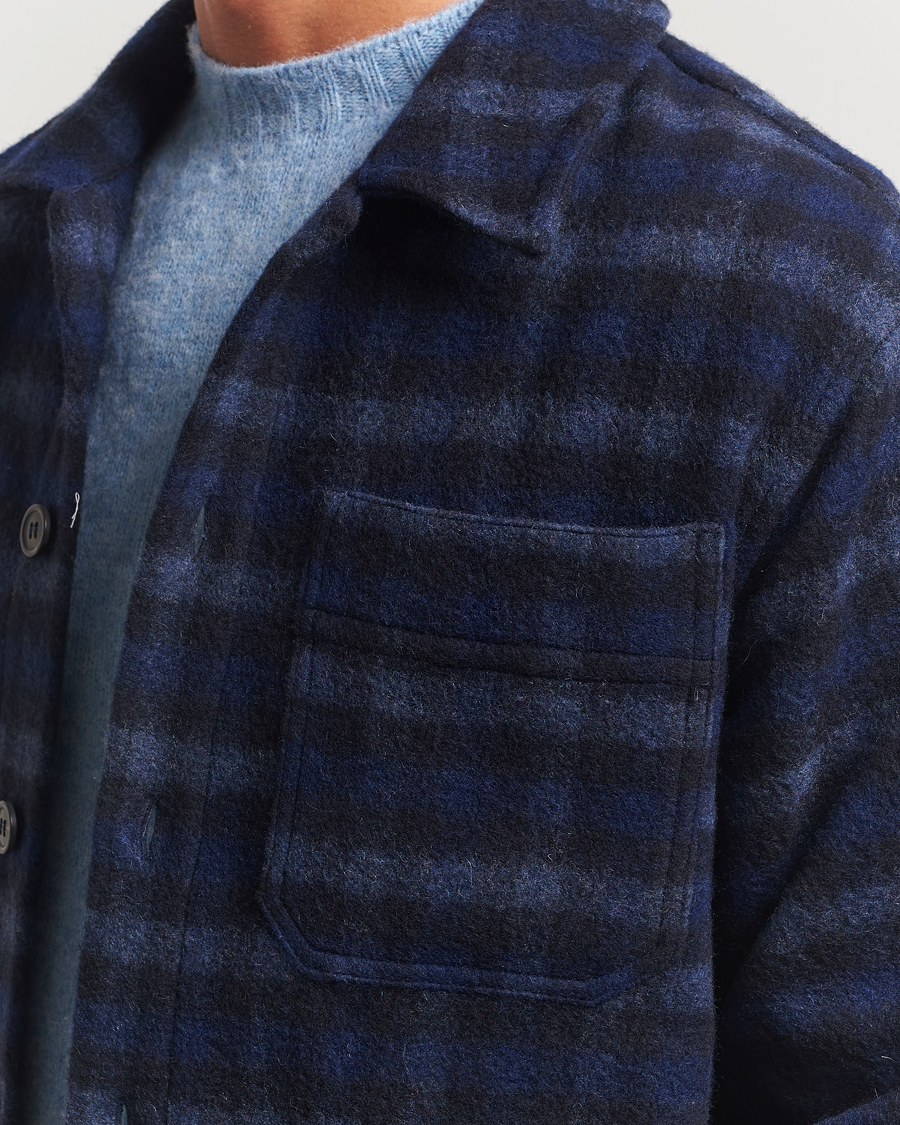 Heren | Jassen | A.P.C. | Stanley Wool Checked Shirt Jacket Dark Navy