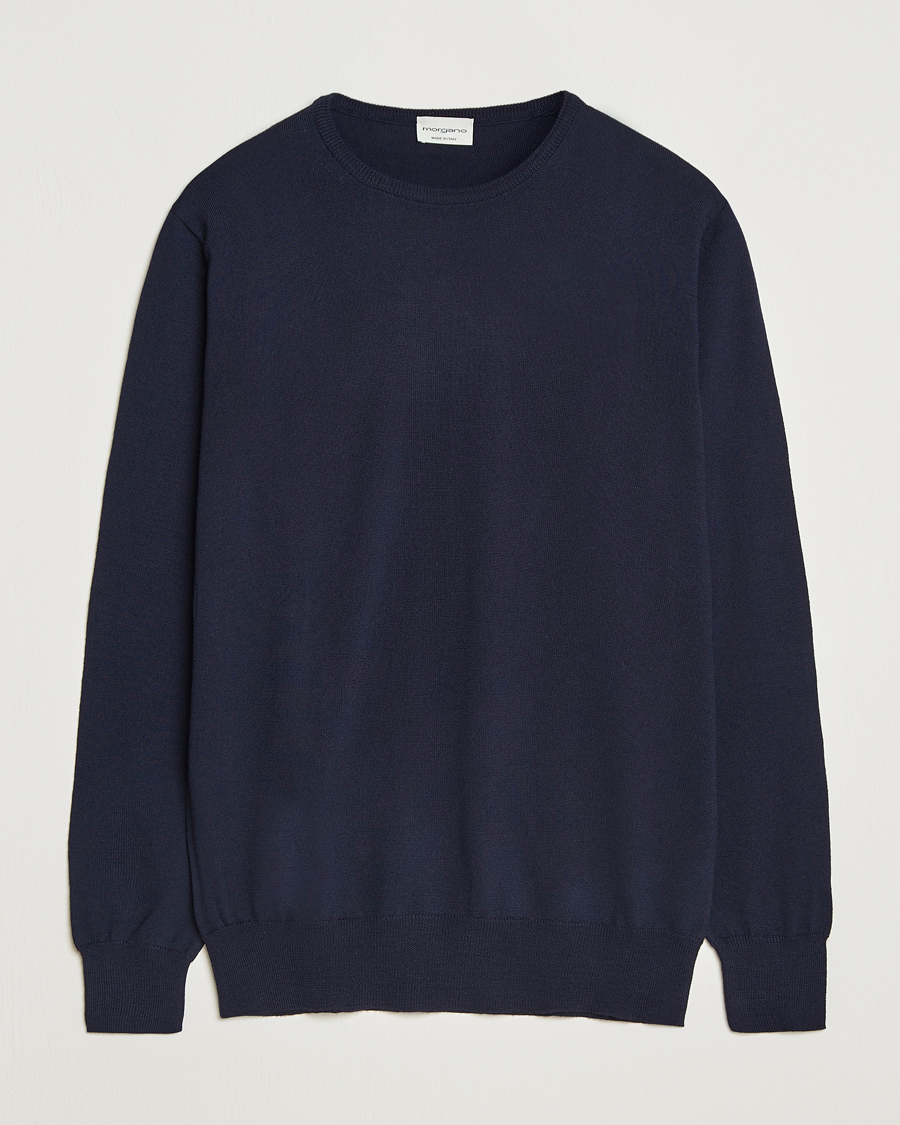 Heren | Truien | Morgano | Extra Fine Merino Wool Crewneck Navy