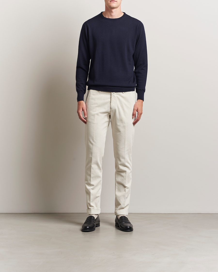 Heren | Truien | Morgano | Extra Fine Merino Wool Crewneck Navy