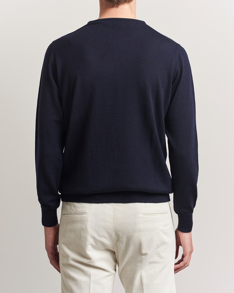 Heren | Truien | Morgano | Extra Fine Merino Wool Crewneck Navy