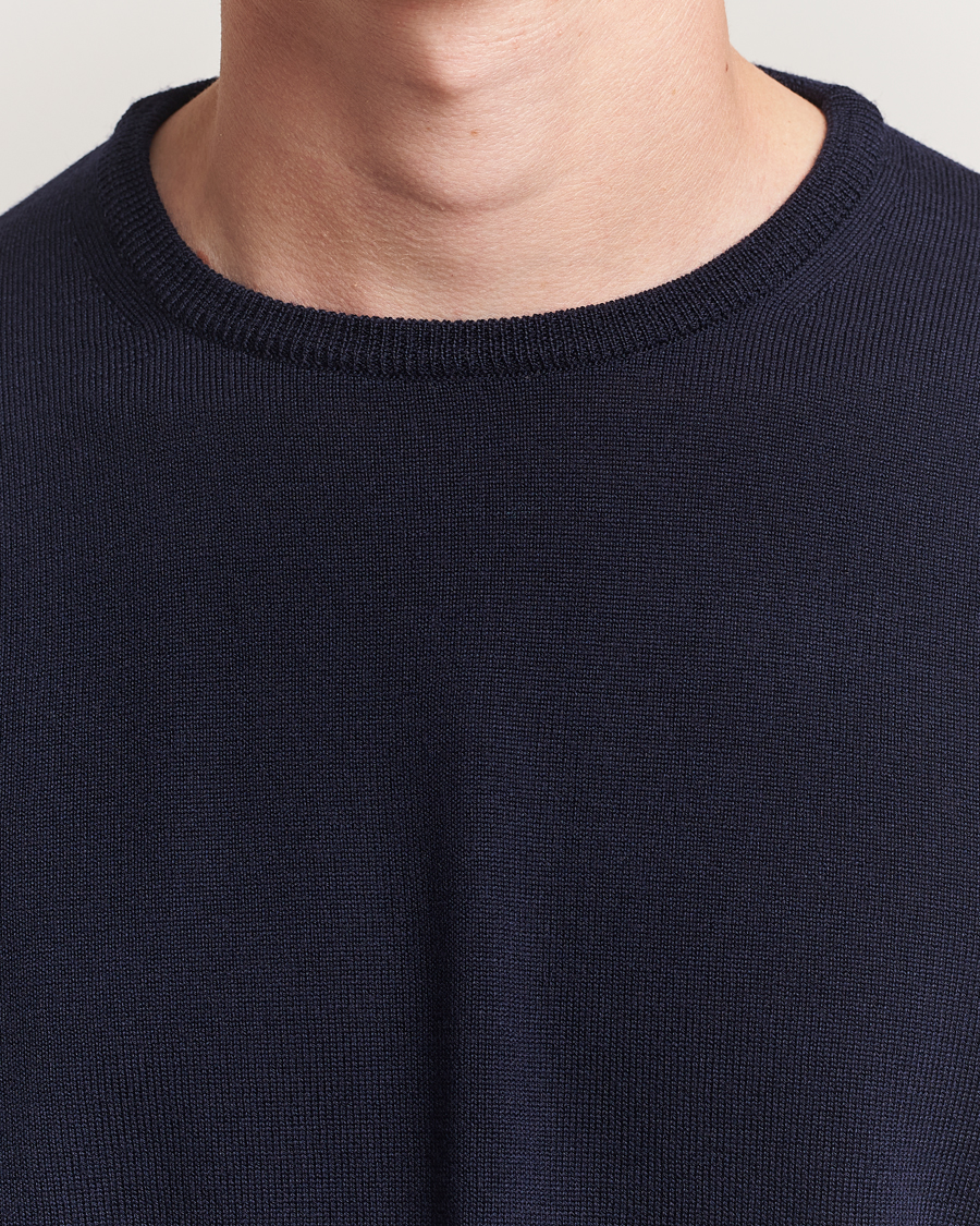 Heren | Truien | Morgano | Extra Fine Merino Wool Crewneck Navy