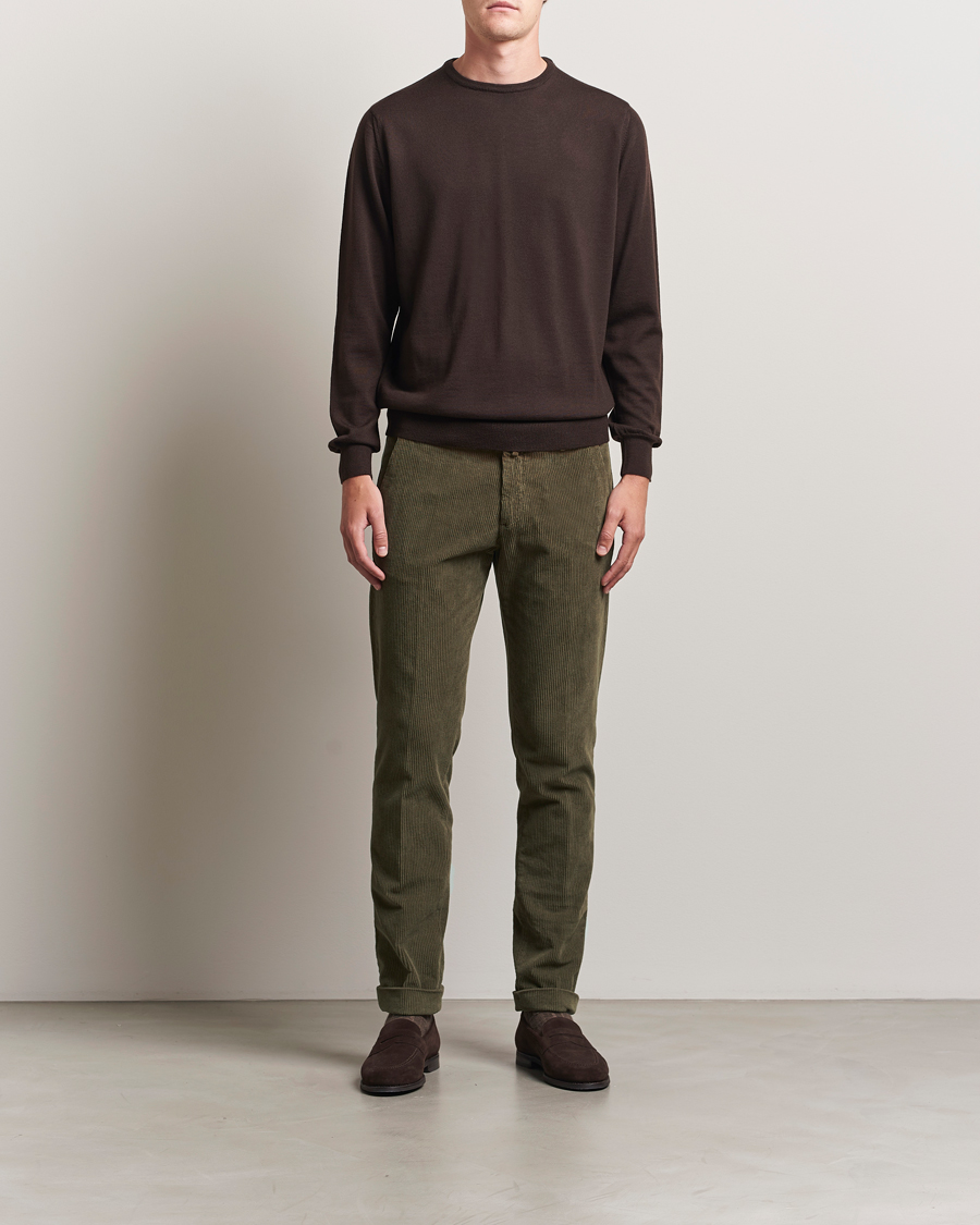 Heren | Truien | Morgano | Extra Fine Merino Wool Crewneck Dark Brown