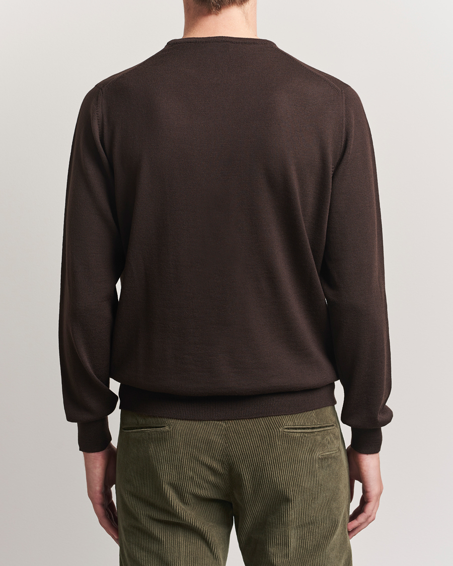Heren | Truien | Morgano | Extra Fine Merino Wool Crewneck Dark Brown